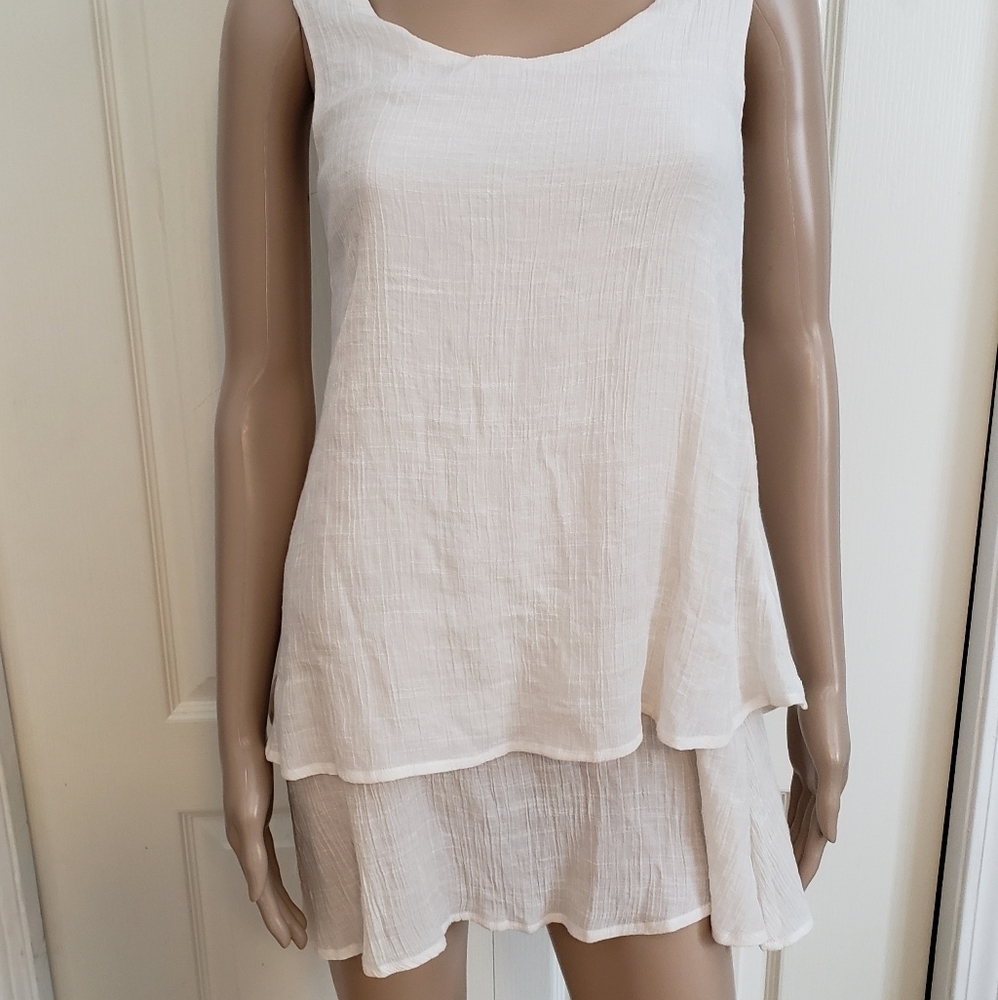 White Linen Tunic Tank Dress Medium